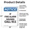 Signmission If Fire Alarm Sounds Call 911 OSHA Notice Sign, Plastic, 18in W x 24in L, 2PK OS-2PACK-NS-P-1824-V-13602 - alternate 5